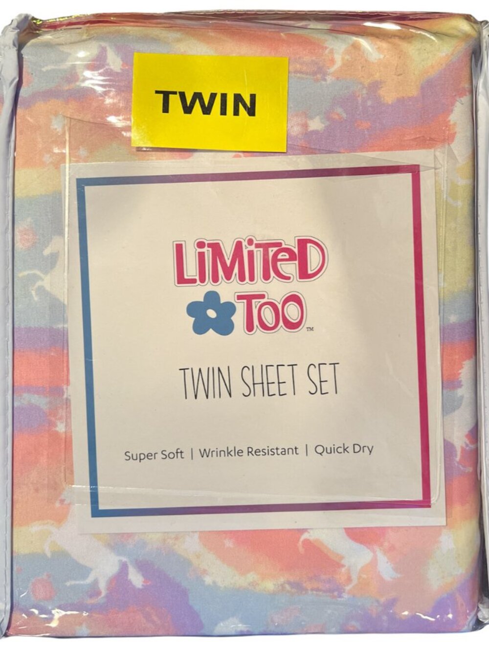 New LIMITED TOO Rainbow Unicorn Tie Dye Twin Sheet Set - 3-pc TWIN SIZE